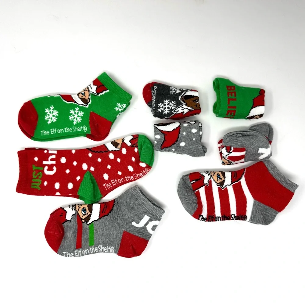 8 pair Christmas Elf in the Shelf toddler socks, NEW, unisex, NWOT